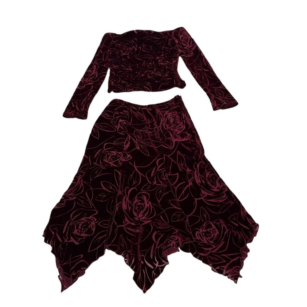 Tadashi Shoji Small Skirt Set Burned Velvet Witchy Handkerchief Skirt Gothic
